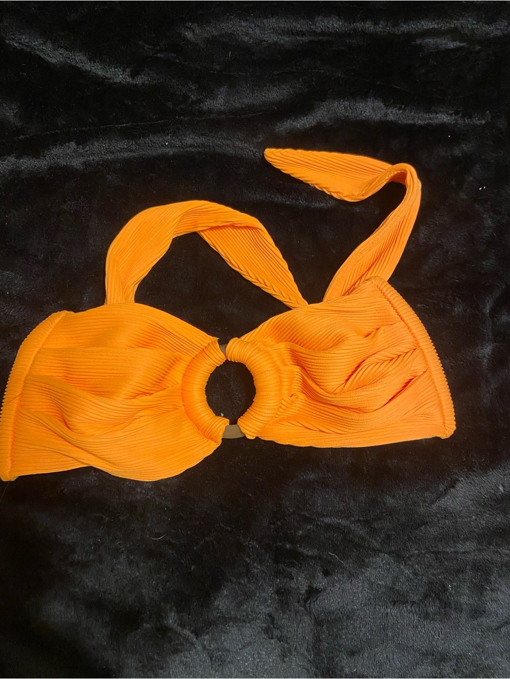 Bright Orange Ribbed Ring-Front Bikini Set - Picture 5 of 5